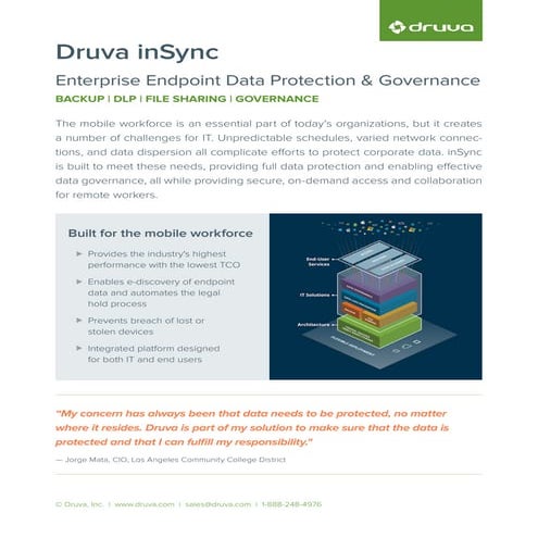 Druva inSync: Enterprise Endpoint Data Protection & Governance (Data Sheet)