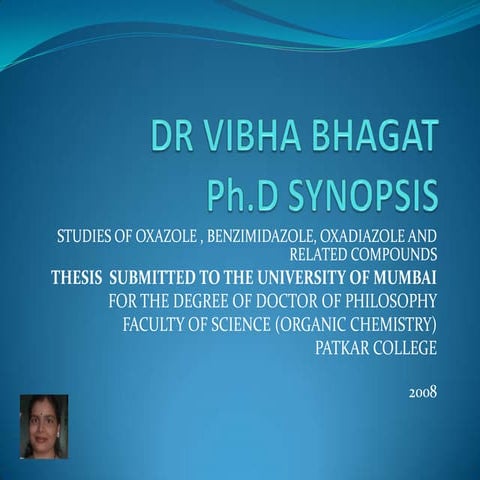 Dr vibha bhagat phd synopsis
