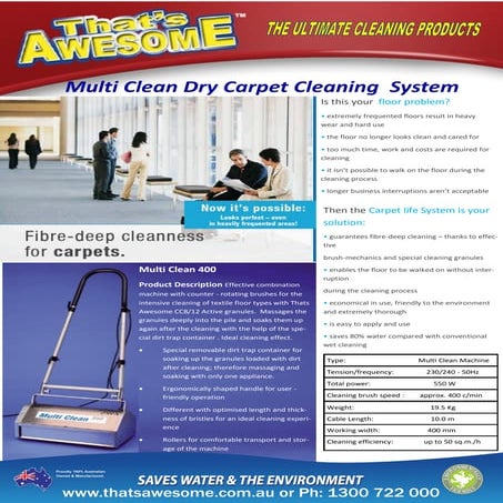 Dry carpet clean system