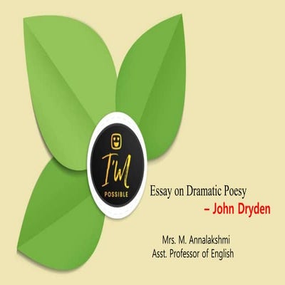 Dryden's Essay On Dramatic Poesy 