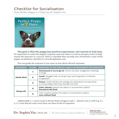 Puppy Socialization List | PDF