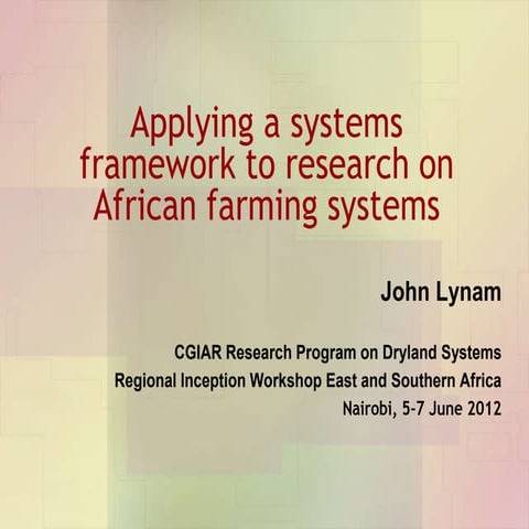 Applying a systems framework to research on African farming systems