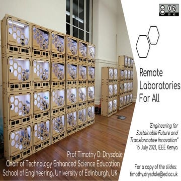 Keynote talk on Remote Labs, for IEEE Kenya 15 July 2021