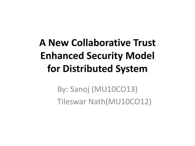 A New Security Model For Distributed System