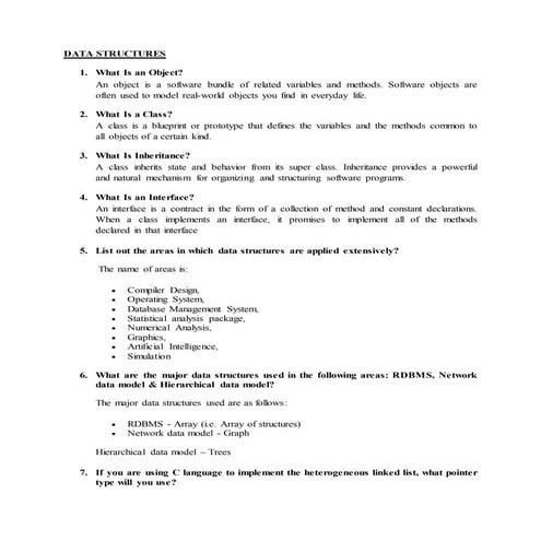 DATA STRUCTURES - SHORT NOTES | PDF