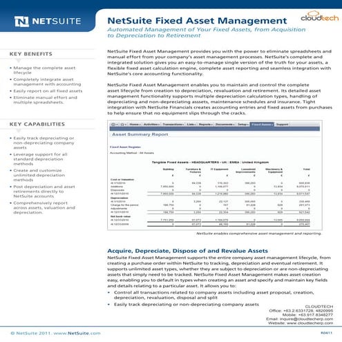NetSuite Fixed Asset Management