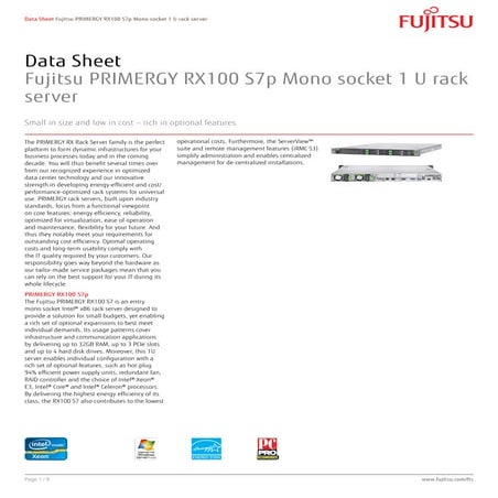 Fujitsu PRIMERGY RX100 S7 | PDF