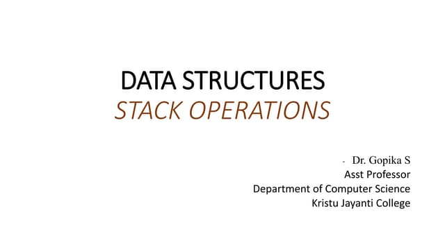 Data Structures: Stack Operations | PPT
