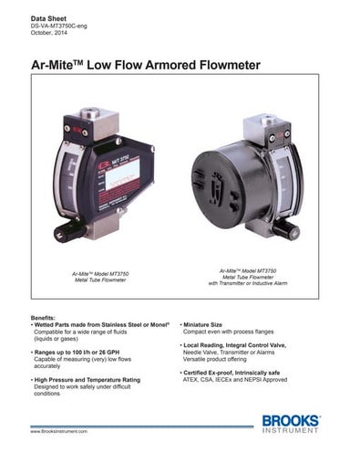 Brooks Ar-Mite Low Flow Armored Flowmeter