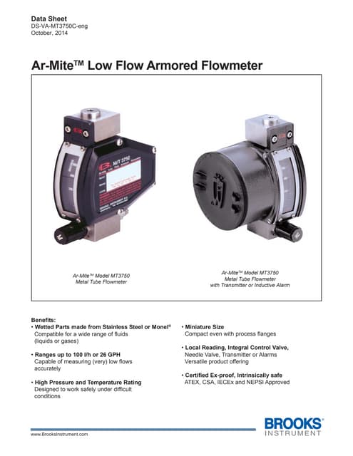 Brooks Ar-Mite Low Flow Armored Flowmeter