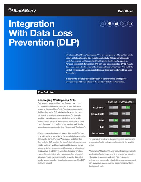 BlackBerry Workspaces: Integration with Data Loss Prevention (DLP)