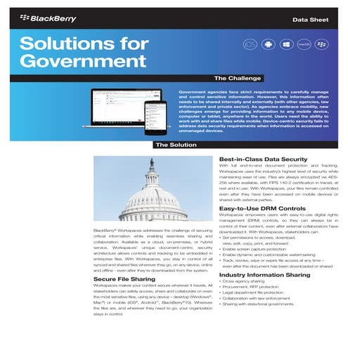 BlackBerry Workspaces: Solutions for Government