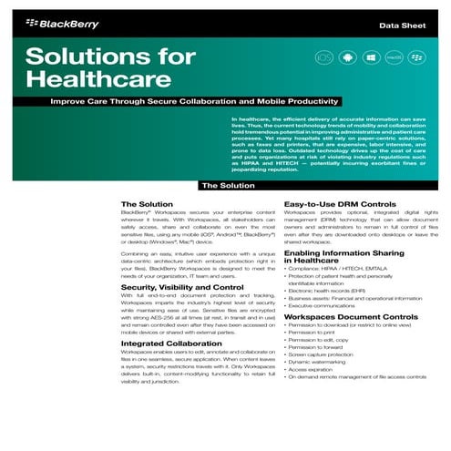 BlackBerry Workspaces: Solutions for Healthcare