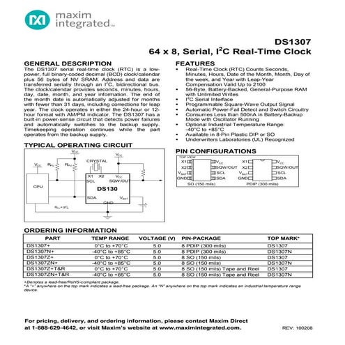 Ds1307 datasheet