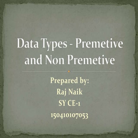 Data Types - Premetive and Non Premetive | PPTX | Programming Languages ...