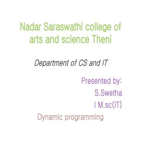 Dynamic programming | PPT