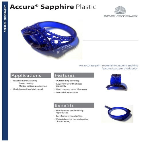 Accura Sapphire SLA Plastic material properties (EN)