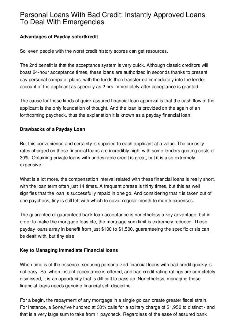 Personal Loans With Bad Credit: Instantly Approved Loans To Deal With…