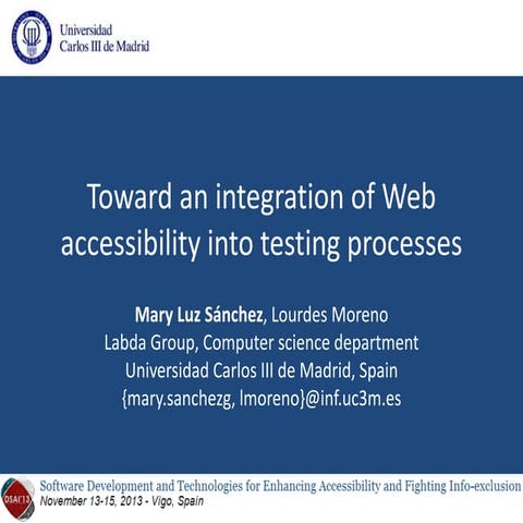 Toward an integration of Web accessibility into testing processes