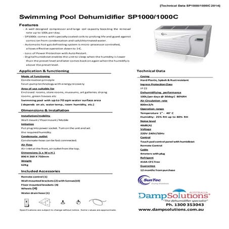 SUNTEC DSA technical data_sp1000c_2014