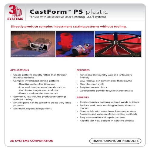 CastForm PS Plastic - SLS Systems - Material properties (EN)
