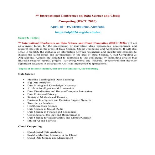 5th International Conference on Data Science and Cloud Computing (DSCC ...