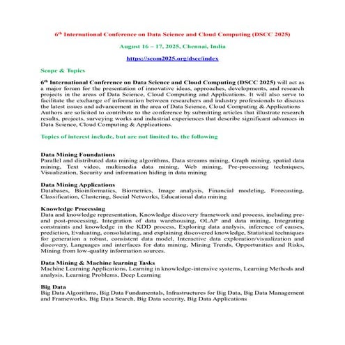 Call for Papers - 6th International Conference on Cloud and Big Data ...