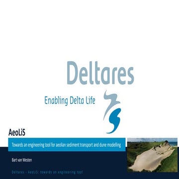 DSD-INT 2019 AeoLiS - towards an engineering tool for aeolian sediment ...