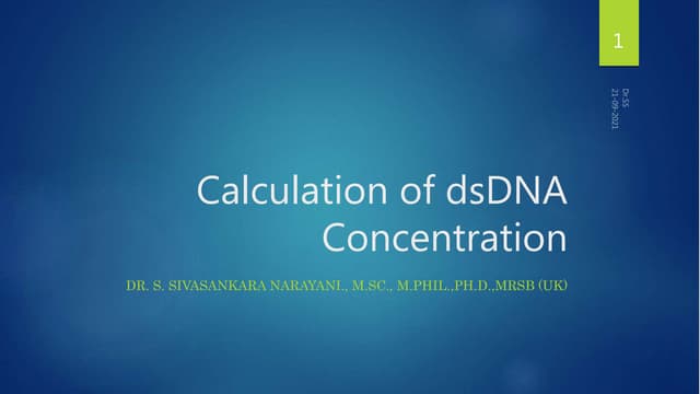 Calculation of ds DNA Concentration