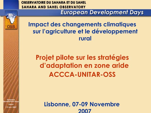 Projet pilote sur les stratégies d'adaption en zone aride ACCCA-UNITA-OSS