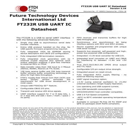 Manual do circuito integrado Folha de dados DS_FT232R.pdf