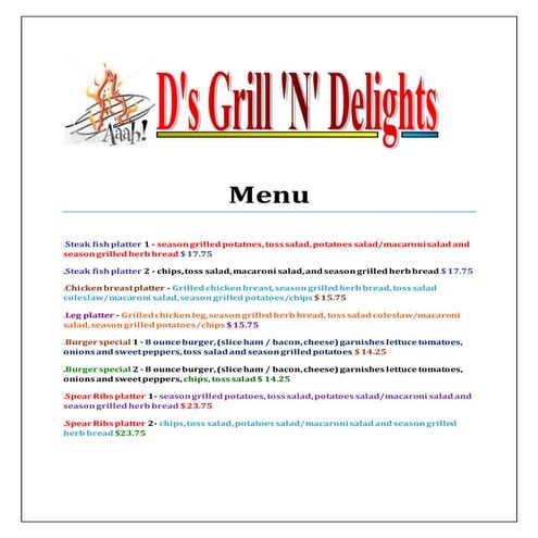 Jemfish takeaway menu | PDF