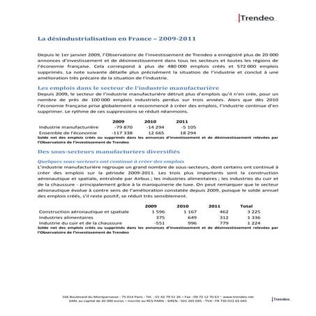 Désindustrialisation   trendeo