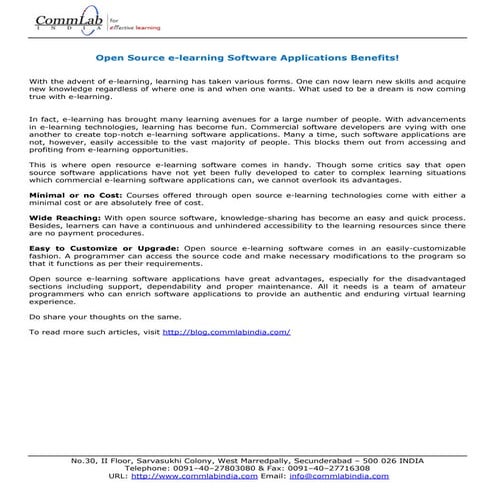 Open Source e-learning Software Benefits!