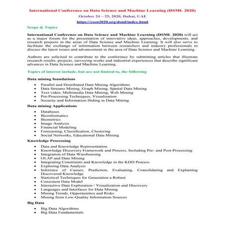 6th International Conference on Data Science and Machine Learning (DSML ...