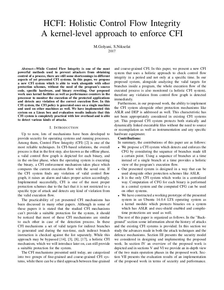 A holistic Control Flow Integrity