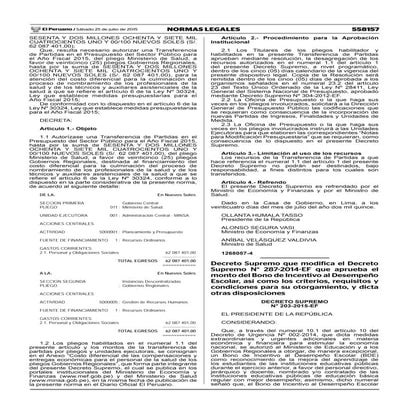Decreto Supremo N° 203-2015-EF que modifica el DS.287-2014-EF que ...