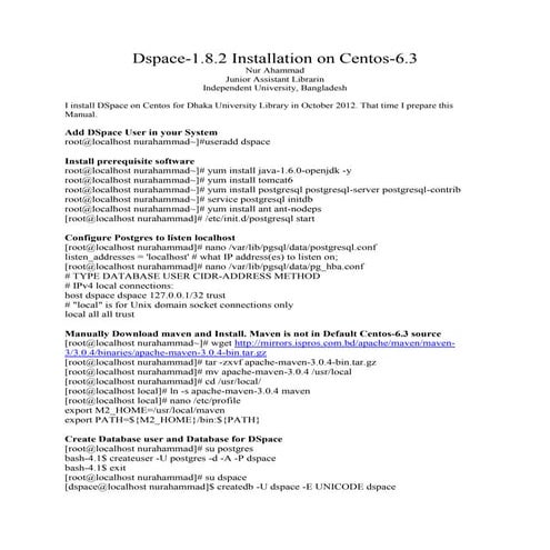Dspace-1.8.2 Installation on Centos-6.3