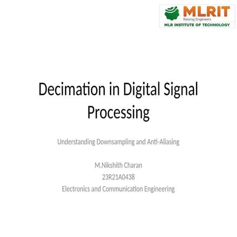 Multirate signal processing and decimation interpolation | PDF