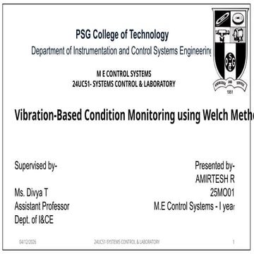 Vibration-Based Condition Monitoring Using Welch Method for Fault ...