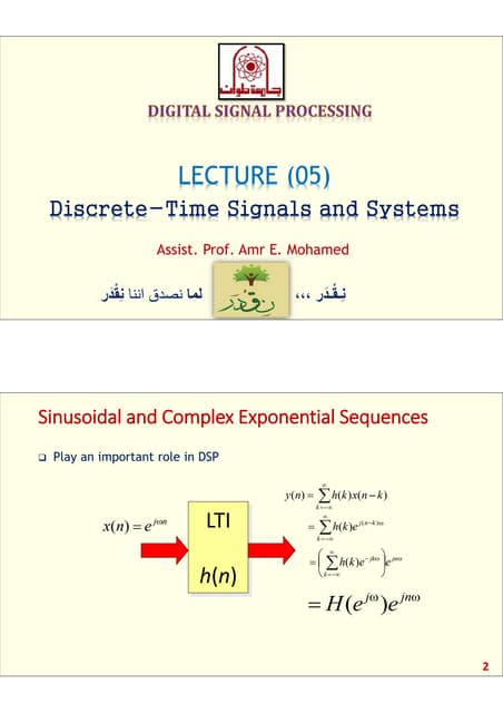 DSP_FOEHU - Lec 05 - Frequency-Domain Representation of Discrete Time Signals