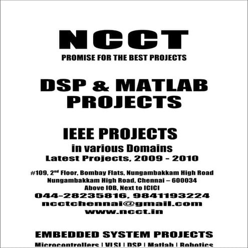 Dsp Project Titles, 2009   2010 Ncct Final Year Projects