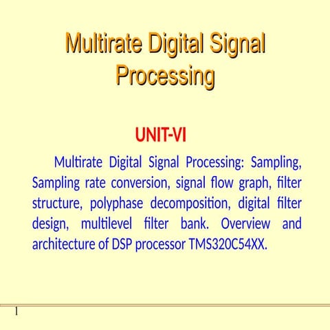 Multirate signal processing and decimation interpolation | PDF