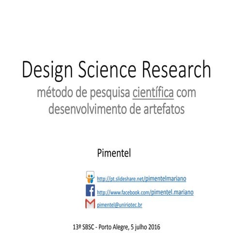 Classes de Problemas e Artefatos - Design Science Research | Disc ...