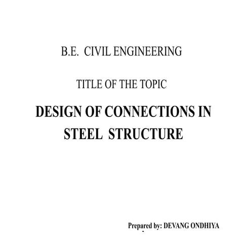 DESIGN OF CONNECTIONS IN STEEL  STRUCTURE   