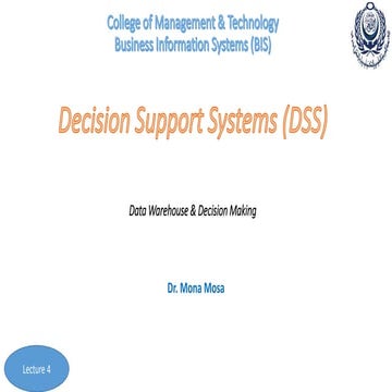 decision support system lecture four for business