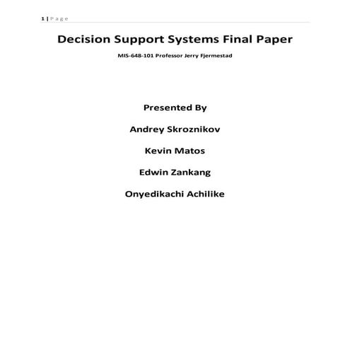 Dss project analytics writeup 