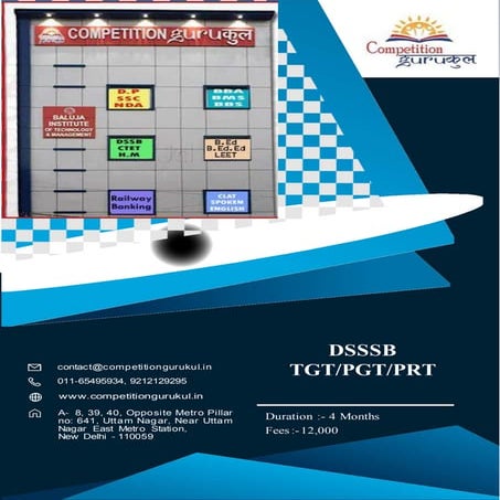 BEST DSSSB PRT COACHING CENTER IN DELHI, UTTAM NAGAR | PDF