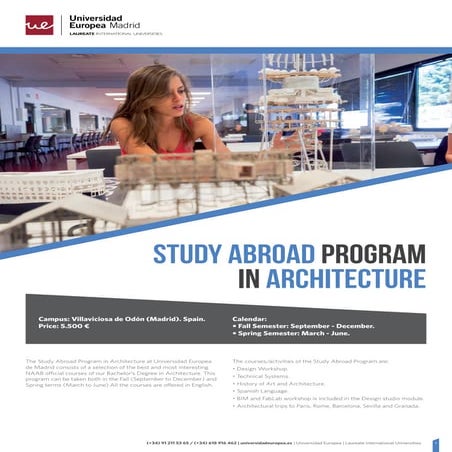 STUDY ABROAD PROGRAM IN ARCHITECTURE Universidad Europea de Madrid | PDF