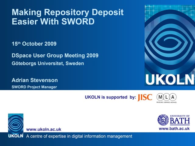 Making Repository Easier With SWORD